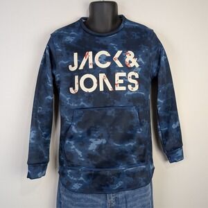 Jack & Jones Blue Camo Fleece-lined Sweatshirt size M